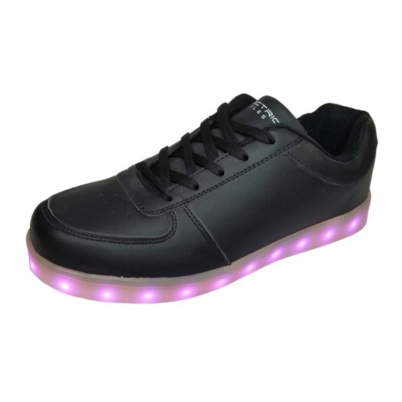Electric Styles LED Shoes Women's Light Up Glow Sneakers Basic Black Lo Top Bolt - Picture 8 of 12
